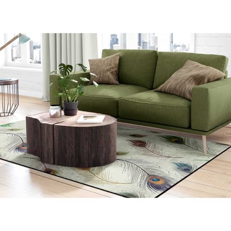Deerlux Modern Animal Print Living Room Area Rug with Nonslip Backing, Peacock Pattern, 5 x 7 Ft Medium QI003762.M